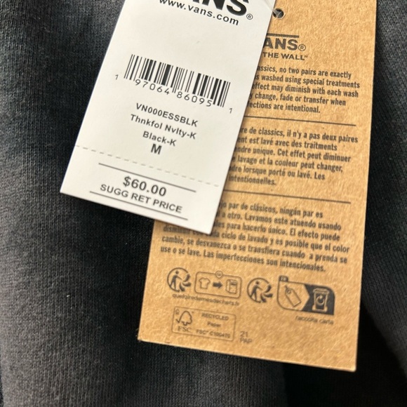 Vans/ MWT/  "Off the Wall" tie-dye hoodie/ size M/ blk n grey - Picture 3 of 13